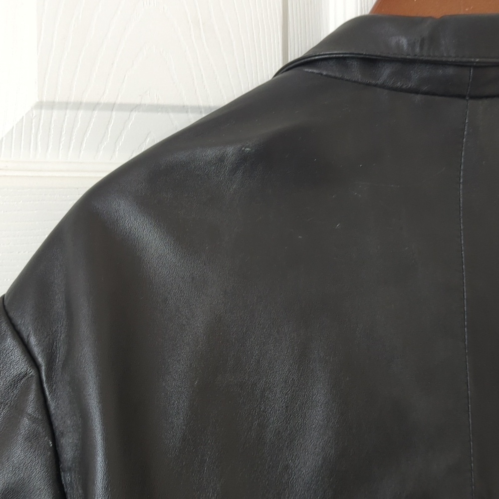 Lineage 90's Vintage Classic Genuine Leather Blazer Jacket Black 40 Large - Picture 15 of 16